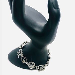 M4M Silver Tone Clear Rhinestone Toggle Bracelet